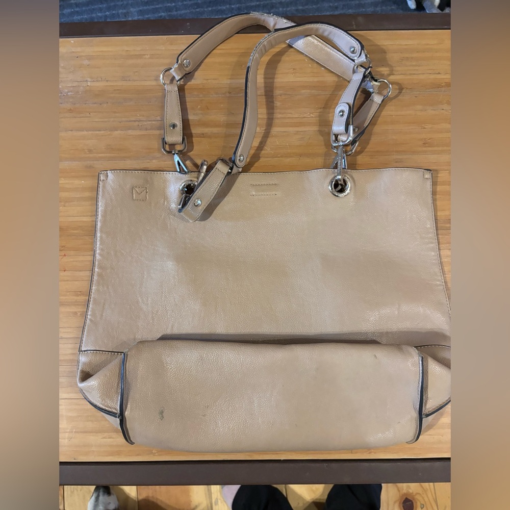 Calvin Klein Beige Leather Shoulder Bag